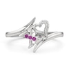 Thumbnail Image 2 of Pink and White Lab-Created Sapphire "XO" Bypass Ring in Sterling Silver