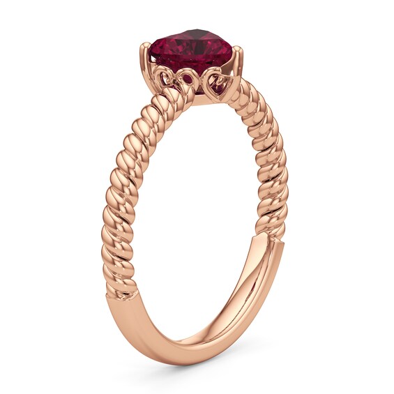 6.0mm Heart-Shaped Lab-Created Ruby Solitaire Ring Sterling Silver with 14K Rose Gold Plate