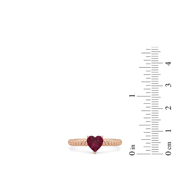 6.0mm Heart-Shaped Lab-Created Ruby Solitaire Ring Sterling Silver with 14K Rose Gold Plate
