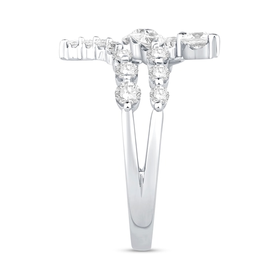 1 CT. T.w. Certified Lab-Grown Diamond Triple Row Bypass Ring in 10K White Gold (F/Vs2)
