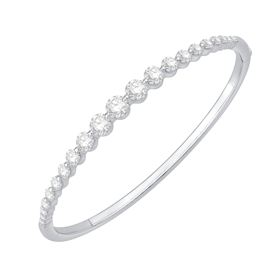 4 CT. T.w. Certified Lab-Grown Diamond Bangle in 10K White Gold (F/Vs2) - 7.14"