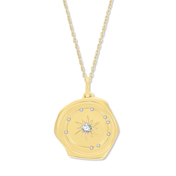 1/10 CT. T.w. Diamond Abstract Medallion Pendant in Sterling Silver with 14K Gold Plate