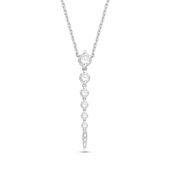 1/2 CT. T.w. Journey Certified Lab-Grown Diamond Vertical Drop Necklace in 10K White Gold (F/Vs2)