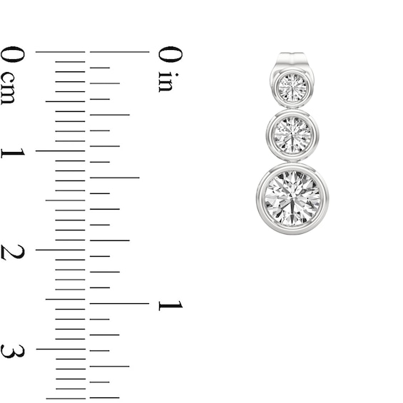 White Lab-Created Sapphire Bezel-Set Graduated Trio Drop Earrings in Sterling Silver