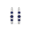 Thumbnail Image 1 of Blue and White Lab-Created Sapphire Bezel-Set Three Stone Hoop Earrings in Sterling Silver
