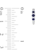 Thumbnail Image 4 of Blue and White Lab-Created Sapphire Bezel-Set Three Stone Hoop Earrings in Sterling Silver