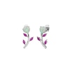 Thumbnail Image 1 of Heart-Shaped Lab-Created Opal with Pink and White Lab-Created Sapphire Flower Stud Earrings in Sterling Silver