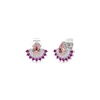 Thumbnail Image 1 of Pear-Shaped Pink Quartz with Pink and White Lab-Created Sapphire Fan Stud Earrings in Sterling Silver