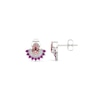 Thumbnail Image 2 of Pear-Shaped Pink Quartz with Pink and White Lab-Created Sapphire Fan Stud Earrings in Sterling Silver
