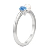 Thumbnail Image 2 of Marquise-Cut Swiss Blue Topaz and Freshwater Cultured Pearl Toi et Moi Ring in Sterling Silver
