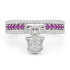 Thumbnail Image 2 of Pink and White Lab-Created Sapphire with 1/10 CT. T.W. Diamond Lock Ring in Sterling Silver