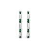Thumbnail Image 1 of Baguette-Cut White Lab-Created Sapphire and Lab-Created Emerald Alternating Hoop Earrings in Sterling Silver
