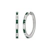 Thumbnail Image 2 of Baguette-Cut White Lab-Created Sapphire and Lab-Created Emerald Alternating Hoop Earrings in Sterling Silver