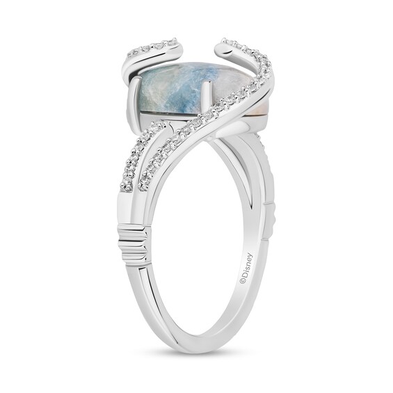 Collector's Edition Enchanted Disney Moana 2 Oval Scheelite and Diamond Bypass Wave Ring in Sterling Silver