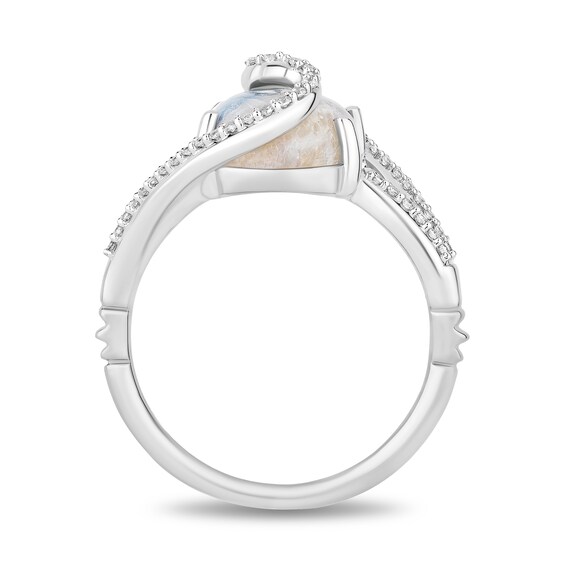 Collector's Edition Enchanted Disney Moana 2 Oval Scheelite and Diamond Bypass Wave Ring in Sterling Silver