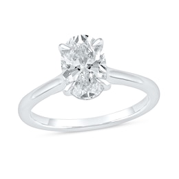 2 CT. Oval Certified Diamond Solitaire Engagement Ring in 14K White Gold (G/I1)