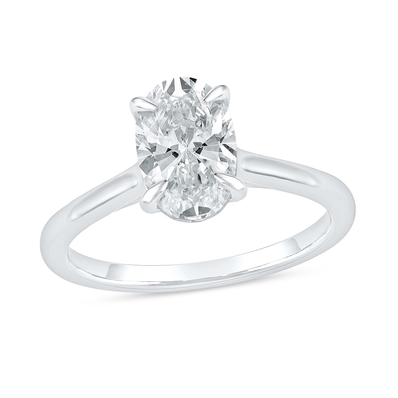Main Image 1 of 2 CT. Oval Certified Diamond Solitaire Engagement Ring in 14K White Gold (G/I1)