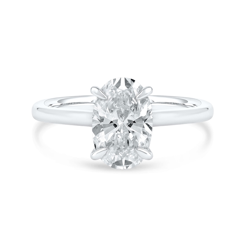 Main Image 3 of 2 CT. Oval Certified Diamond Solitaire Engagement Ring in 14K White Gold (G/I1)
