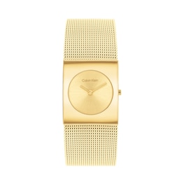 Ladies’ Calvin Klein Pulse Gold-Tone IP Square Mesh Watch with Gold-Tone Dial (Model: 25100062)