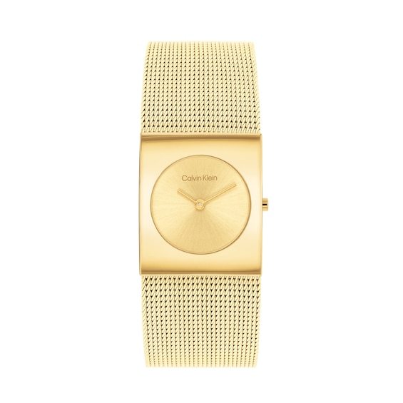 Ladiesâ Calvin Klein Pulse Gold-Tone IP Square Mesh Watch with Gold-Tone Dial (Model: 25100062)