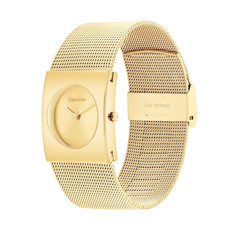 Main Image 2 of Ladies’ Calvin Klein Pulse Gold-Tone IP Square Mesh Watch with Gold-Tone Dial (Model: 25100062)