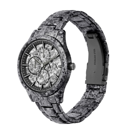 Menâs Armani Exchange Grey IP Chronograph Watch with Grey Camo Dial (Model: Ax1885)