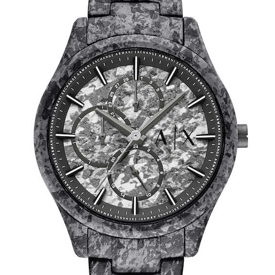 Menâs Armani Exchange Grey IP Chronograph Watch with Grey Camo Dial (Model: Ax1885)