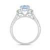 Thumbnail Image 3 of Oval Aquamarine and White Lab-Created Sapphire Collar Bridal Set in 10K White Gold