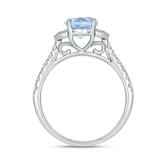 Oval Aquamarine and White Lab-Created Sapphire Collar Bridal Set in 10K White Gold