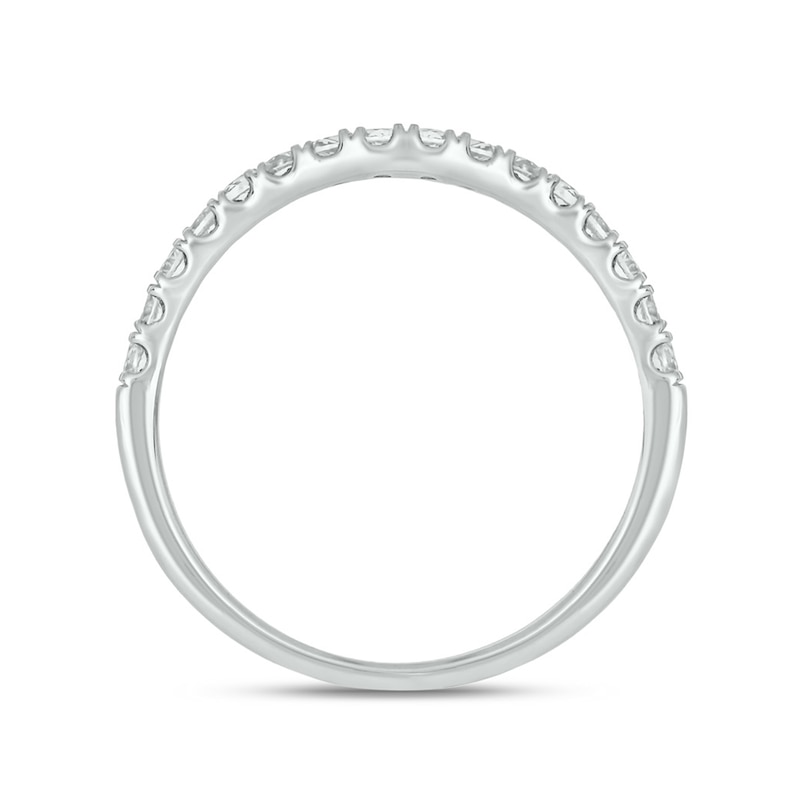 Main Image 4 of Oval Aquamarine and White Lab-Created Sapphire Collar Bridal Set in 10K White Gold
