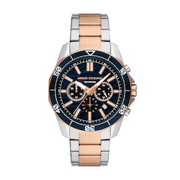 Men’s Armani Exchange  Two-Tone IP Chronograph Watch with Textured Blue Dial (Model: AX1965)