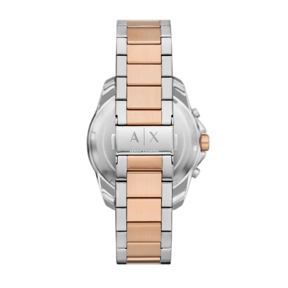 Menâs Armani Exchange Two-Tone IP Chronograph Watch with Textured Blue Dial (Model: Ax1965)
