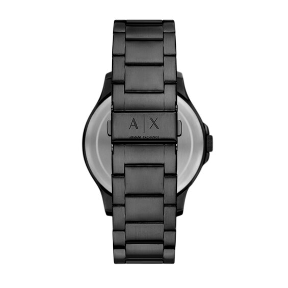Menâs Armani Exchange Black IP Chronograph Watch with Black Skeleton Dial (Model: Ax2460)