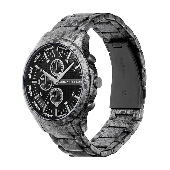 Menâs Armani Exchange Matte Grey IP Chronograph Watch with Textured Black Dial (Model: Ax2462)