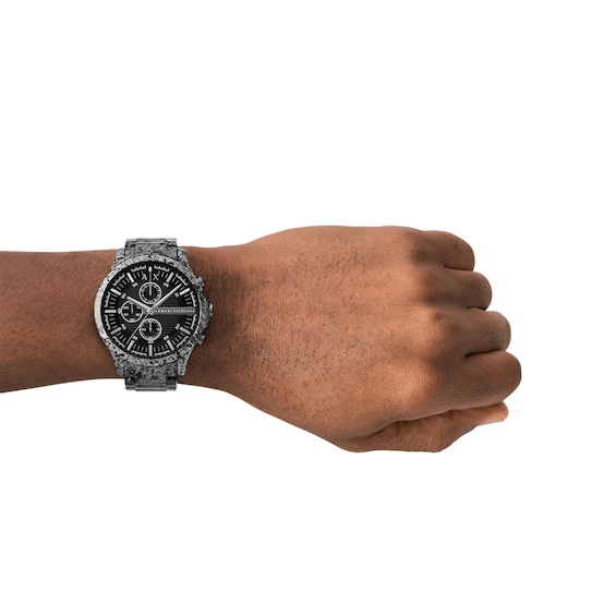 Menâs Armani Exchange Matte Grey IP Chronograph Watch with Textured Black Dial (Model: Ax2462)
