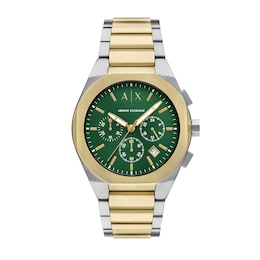 Men’s Armani Exchange Sync  Two-Tone IP Chronograph Watch with Green Dial (Model: AX4184)