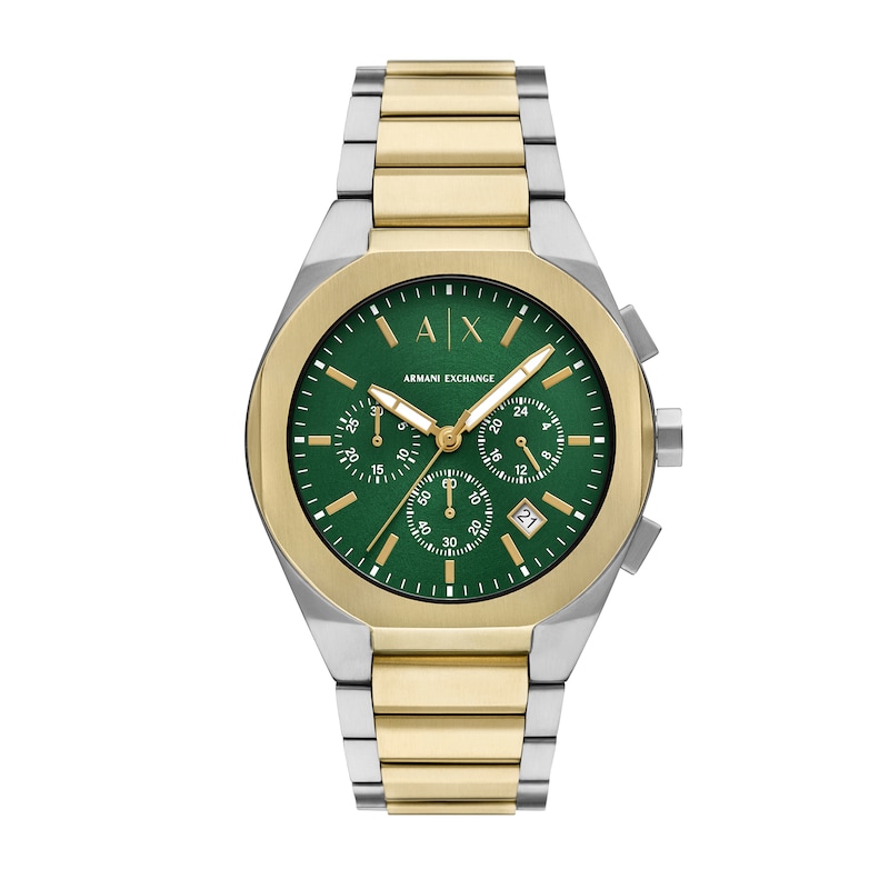 Main Image 1 of Men’s Armani Exchange  Two-Tone IP Chronograph Watch with Green Dial (Model: AX4184)
