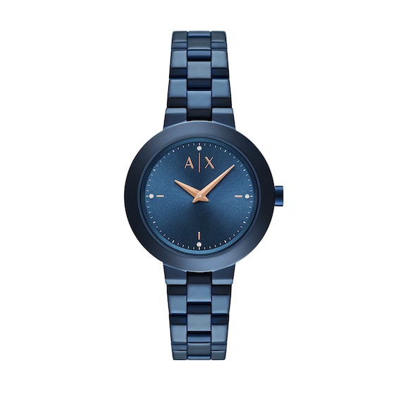 Ladiesâ Armani Exchange Jackie Crystal Accent Blue IP Watch with Blue Dial (Model: Ax5175)