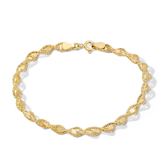 4.5mm Popcorn Mirror Twist Chain Bracelet in Solid 10K Gold - 7.5"