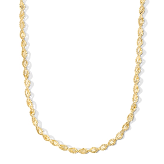 4.5mm Popcorn Mirror Twist Chain Necklace in Solid 10K Gold