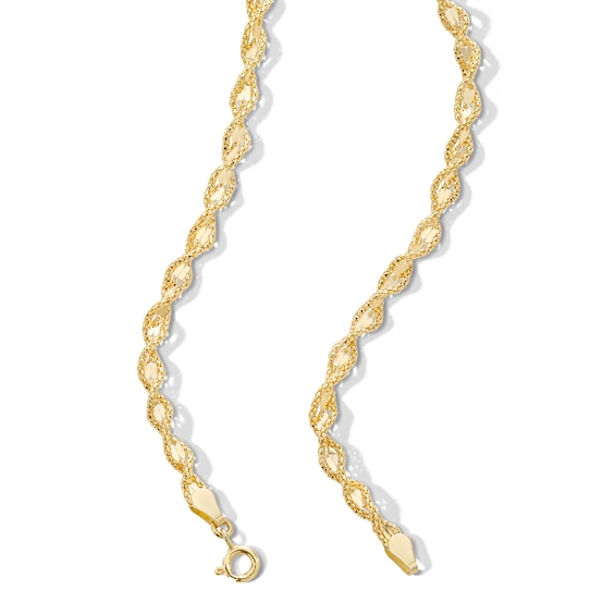 4.5mm Popcorn Mirror Twist Chain Necklace in Solid 10K Gold