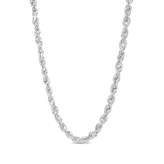 5.5mm Diamond-Cut Glitter Rope Chain Necklace in Solid 14K White Gold - 22"
