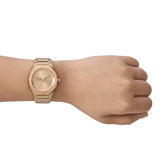 Ladiesâ Armani Exchange Crystal Accent Rose-Tone IP Watch with Rose-Tone Dial (Model: Ax4616)