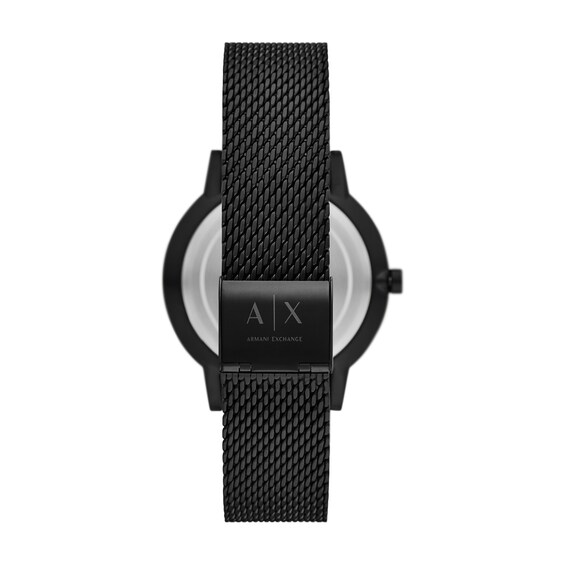 Menâs Armani Exchange Black IP Chronograph Mesh Watch and Box Chain Necklace Box Set (Model: Ax7162Set)
