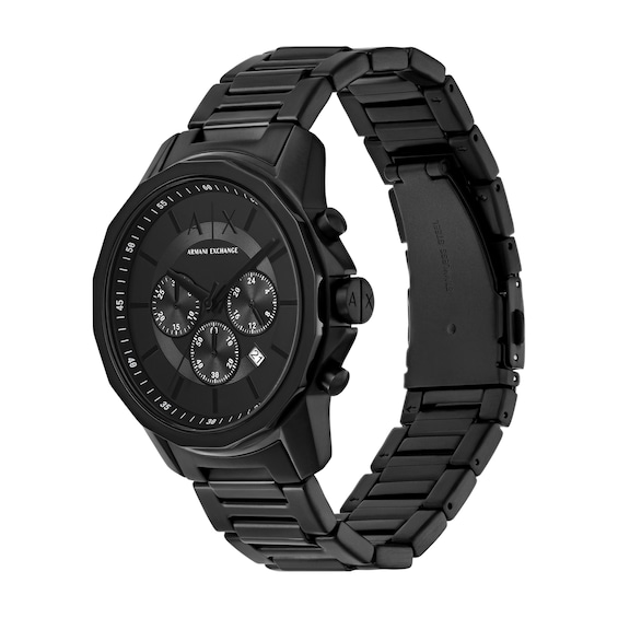 Menâs Armani Exchange Black IP Chronograph Watch and Rope Chain Bracelet Box Set (Model: Ax7163Set)