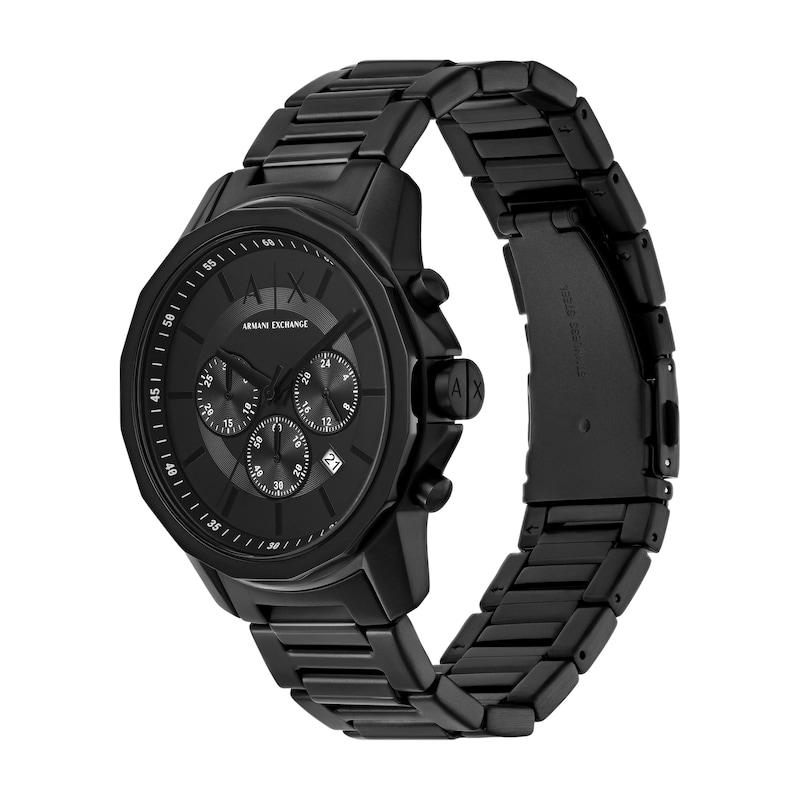 Main Image 5 of Men’s Armani Exchange Banks Black IP Chronograph Watch and Rope Chain Bracelet Box Set (Model: AX7163SET)