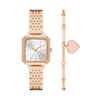 Thumbnail Image 1 of Ladies’ Armani Exchange  Rose-Tone IP Square Watch and Heart Bracelet Box Set (Model: AX7164SET)