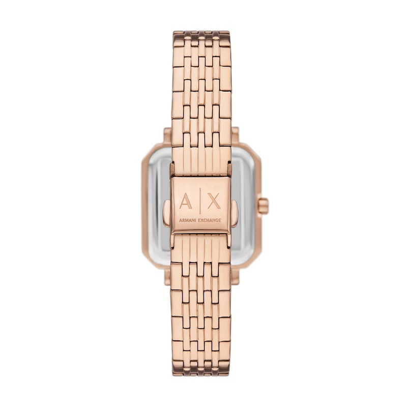 Main Image 2 of Ladies’ Armani Exchange  Rose-Tone IP Square Watch and Heart Bracelet Box Set (Model: AX7164SET)