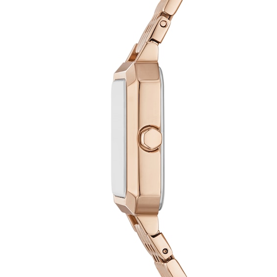 Ladiesâ Armani Exchange Rose-Tone IP Square Watch and Heart Bracelet Box Set (Model: Ax7164Set)