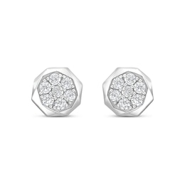 1/2 CT. T.W. Certified Lab-Created Multi-Diamond Geometric Frame Stud Earrings in 10K White Gold (F/SI2)